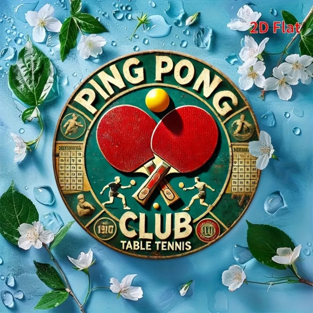 Table Tennis Dimension - 2D Platte Vintage Ping Pong Club