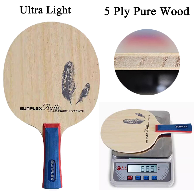 Table Tennis Germany - SUNFLEX Super Licht Tafeltennisbat 5-laags Puur