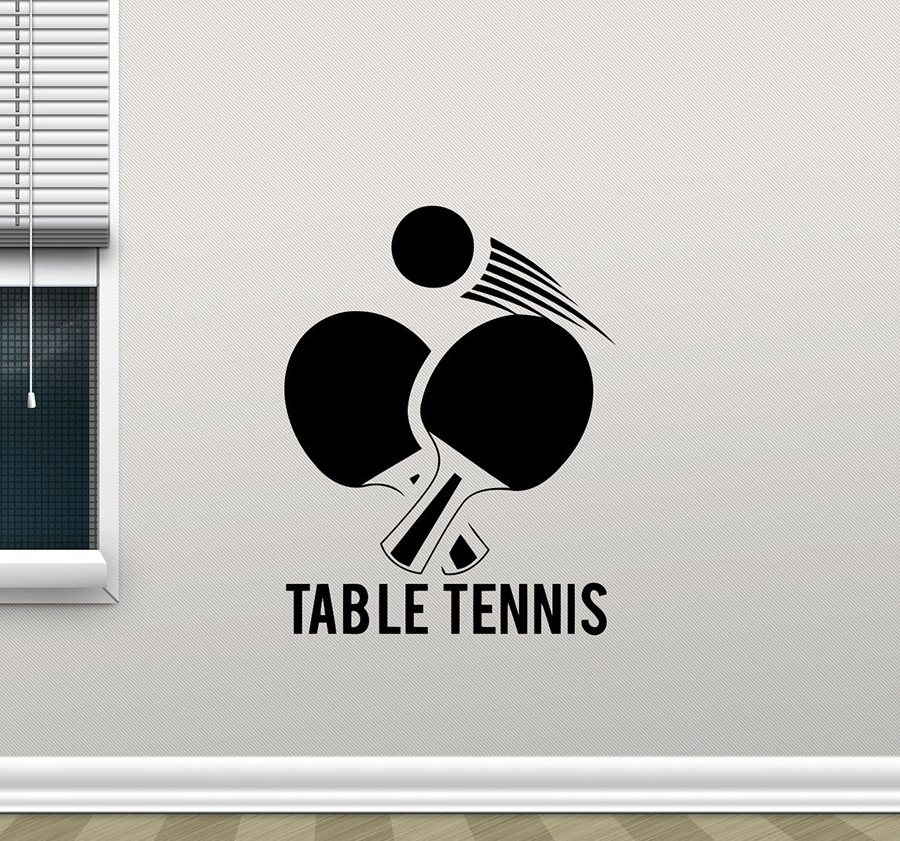 Table Tennis Illustration - Tafeltennis Muursticker Ping Pong Sport Vinyl