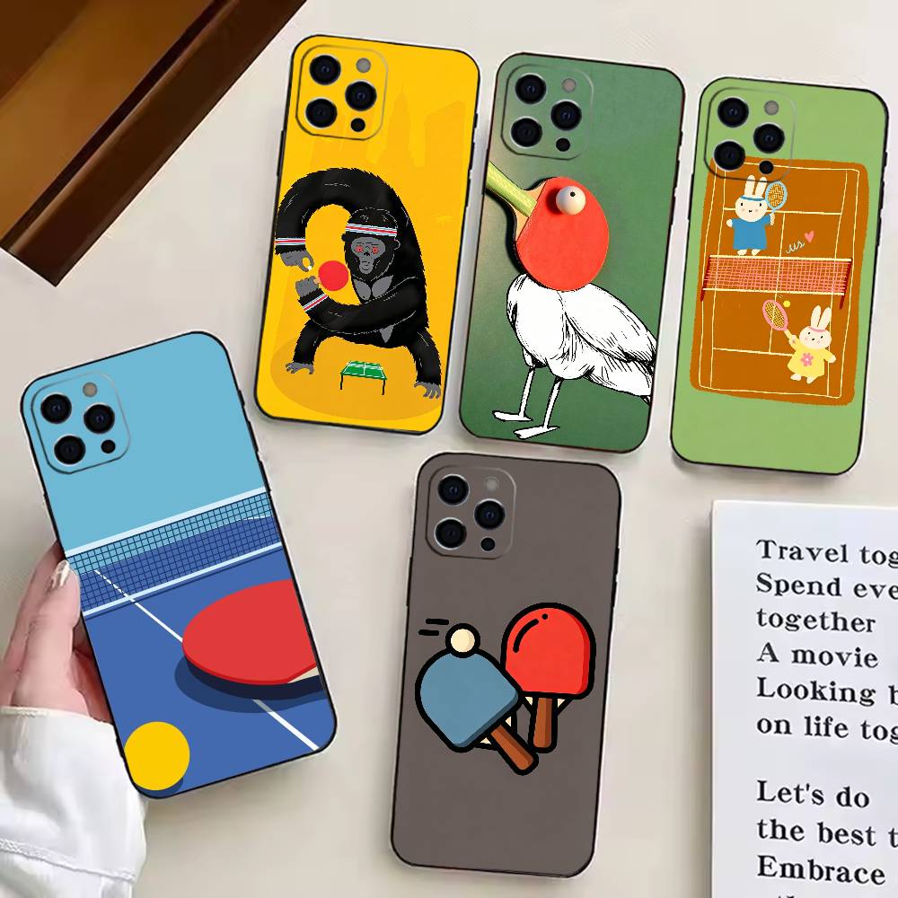 Table Tennis Quotes - Nieuwe Tafeltennis Cartoon Telefoonhoesje voor iPhone